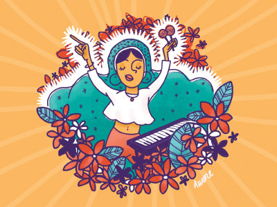 Cumbia electronica colorfull cumbia dance electro festival girl illustration music