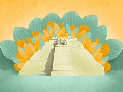 Uxmal illustration mexico photoshop pyramide travel
