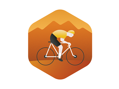 Cycliste badge bicycle character flat flat design icon illustration logo mountain orange tour de france vélo