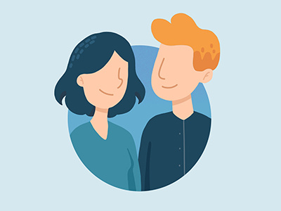 Couple 💕 blue character design girl illustration ipad love minimal people people icons procreate