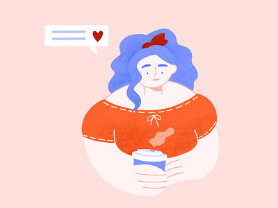 A simple chat over coffee ☕️💘 blue character character design coffee design drawing girl heart illustration ipad love palette pink procreate woman