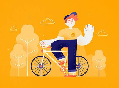Riding my bicycle 🚲 bicycle bike character character design design drawing holidays illustration ipad men palette procreate yellow