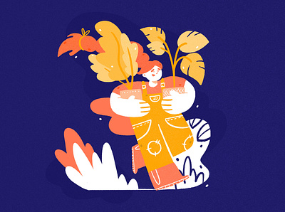 Calendar - April 🌿 blue character character design design drawing girl illustration ipad palette plant plant illustration procreate