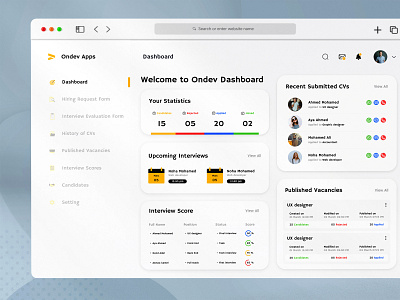 Hiring Dashboard app design graphic design ui ux