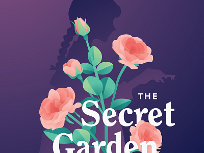 The Secret Garden flowers garden girl gradient illustration key pink purple roses secret silhouette theatre vector