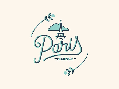 Paris france hand illustration lettering logo minimal paris travel type