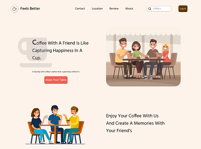 Feel's Better booking branding coffee coffee shop feels better logo party ui web design