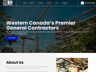 Imc Construction Home Page branding graphic design psd to html ui