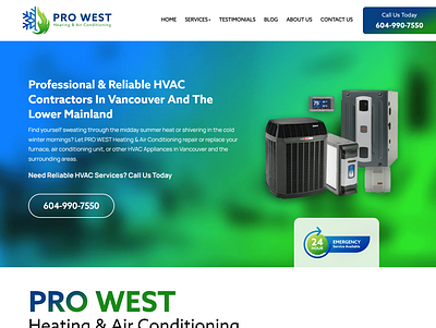 Prowest Heating branding graphic design logo ui