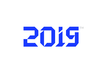 Happy New Year 2019 blue happy holiday logo logotype new number tm year