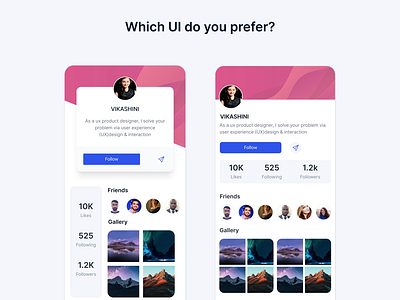 social media profile ui design