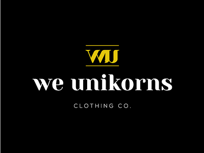 We Unikorns identity - Clothing co. black branding clothing fashion gold logo simple white