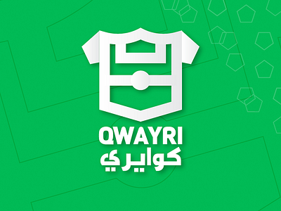 Qwayri logo ball branding green logo soccer stadium web application