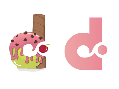 Doofry Logo / Ice Cream version branding d food ice cream logo skeuomorphism