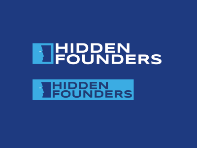 Hidden Founders logo blue face founder hidden logo man negative space startup symbol