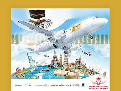 Affiche 4x3 Agence de voyage Ataqwa 4x3 affiche avion fly gold impression print voyage