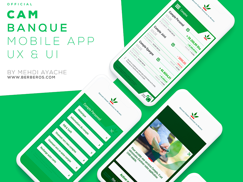 CAM official bank application ux bank ui banking mobile application bank app crédit agricole du maroc