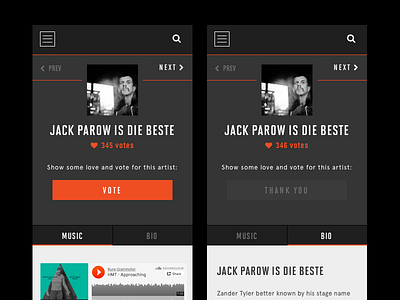 Voting Screens app mobile mobile app mobile design music music app ui ux vote