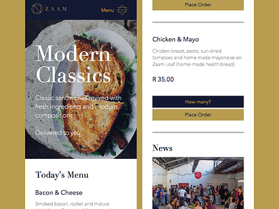 Zaam UI app boutique branding design food mobile restaurant sandwich takeaway ui ux website