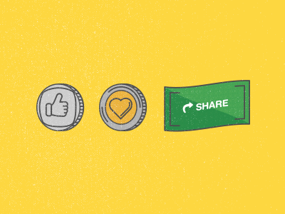 Social Currency coin design icon illustration like love money note social media