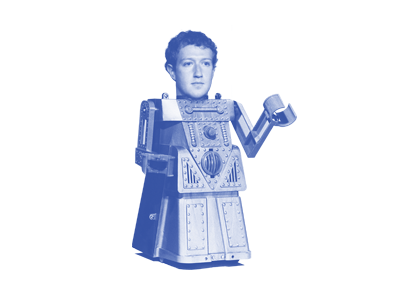 The Zuck collage editorial facebook illustration robot social media zuckerberg