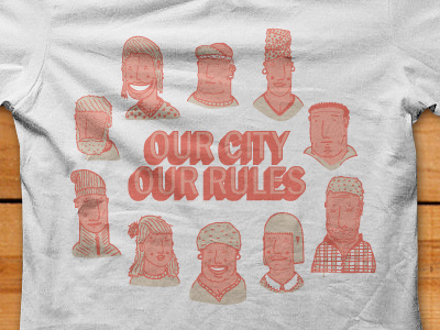 T Shirt process 2 characters city illustration rules