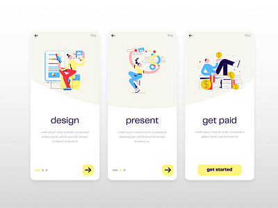 daily ui 23 onboarding blue dailyui design figma get paid onboarding present yellow