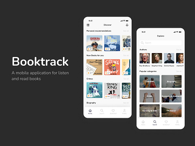 Booktrack - Audiobook App app audio app audiobooks book branding design ebook app ecommerce ios app listen mobile player podcast app reading ui ux