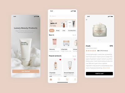 Beauty Product App app beauty product checkout cosmetic cosmetic shop design ecommerce ios app mobile mobile shop onlineshop product design shop shopify shopping up skincare ui ux