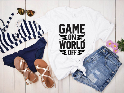 Game on World off game on world off tee with gaming svg