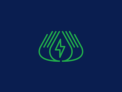 Energy bolt branding design energy hands icon logo logo design oil save water