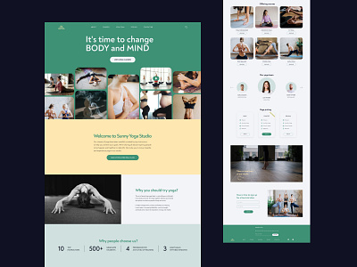 Landing page for Yoga Studio