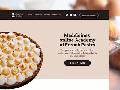 UX/UI design for online Academy of French Pastry branding design landing page typography ui ux uxui visual webdesign