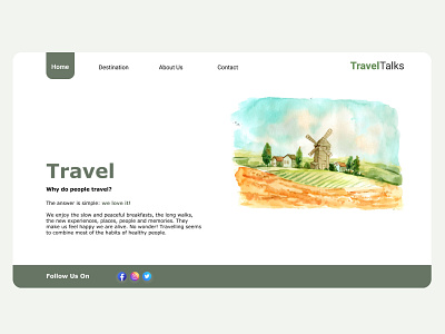 Landing Page Ui/UX for travel website animation ui