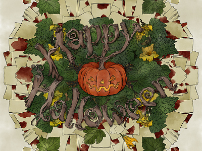 Happy Halloween 2016 2016 arborealphabet creepy halloween happy halloween illustration lauraserra lettering