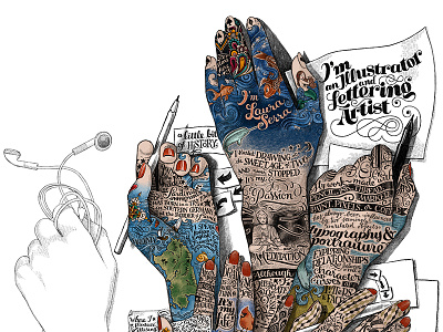 new biography / CV / About page ... new hand added biography hand lettering hands laura serra lettering maps