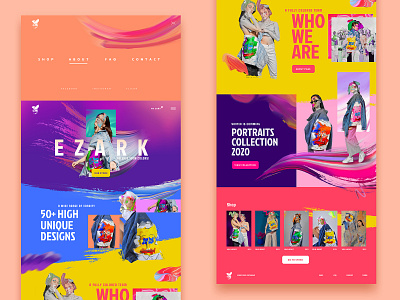 Presentation website for Hand painted jackets brush colorful painting strokes ui