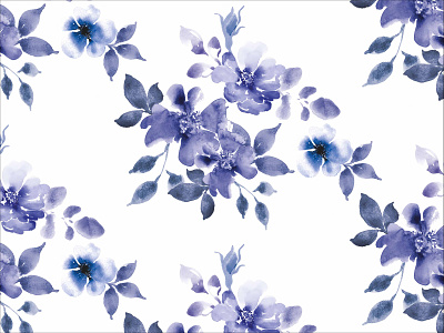 Blue mono with a twist anines atelier blue romantic floral pattern design repeating pattern repeating pattern for wallpaper watercolor floral pattern