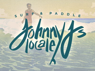 Johnny J's beach hand drawn johnny js logo surf surfer