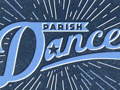 Parish Dance banner dance half tone off set printing ribbon star star burst vintage