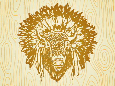 Buffalo buffalo head dress native american vintage wood