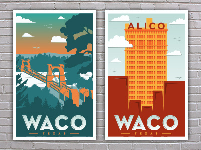 Waco Texas Posters alico building poster suspension bridge texas waco