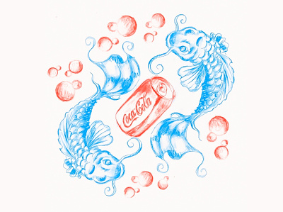 dreams character cocacola coke fish graphic illustration