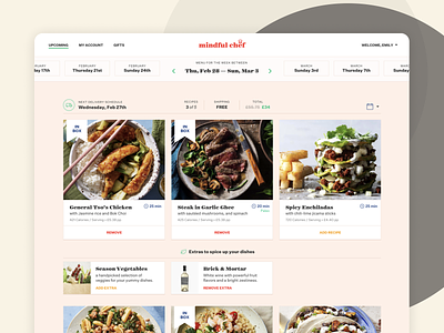 Mindful Chef branding design navigation navigation design ui ux web app