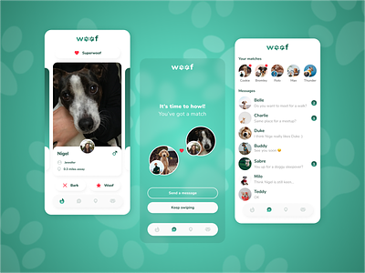 Woof App Design app app design app ui dating app dog dog app figma figma design mobile app pet ui ux