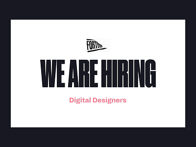 We are Hiring 👩‍💻 after effect animation app apply branding cv design designer fortnight hire hiring ios job logo recruit recruitment ui web work