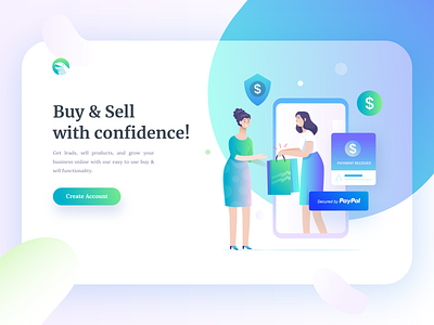 Online shopping secured by PayPal - Hero Concept character colorful design design flat gradient illustration landing page online online shopping secure shopping vector