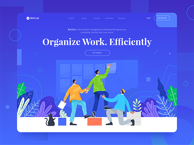 BeClub - Project Management Header character flat gradient header illustration illustration lists management project task ui design vector