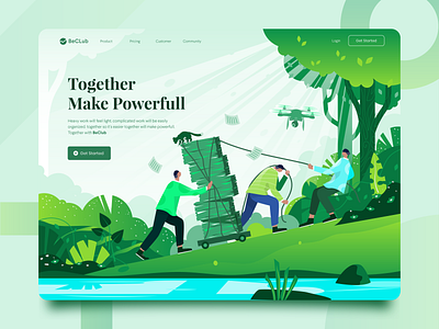 Project Management Landing Page Concept apps character flat header illustration landing page management vector work