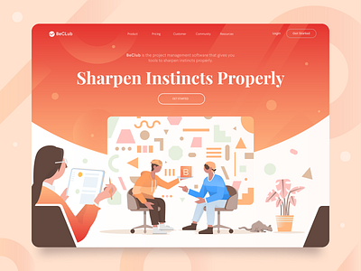 Project Management Header Concept apps character flat header illustration landing page management vector work